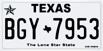 TX license plate BGY7953