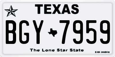 TX license plate BGY7959