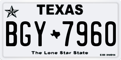TX license plate BGY7960