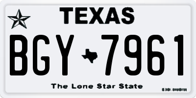 TX license plate BGY7961