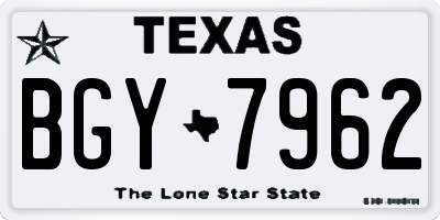 TX license plate BGY7962