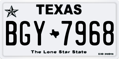 TX license plate BGY7968