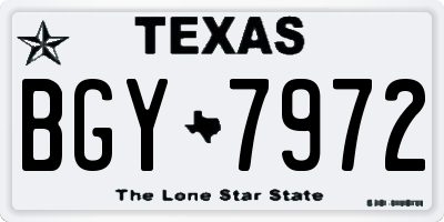 TX license plate BGY7972