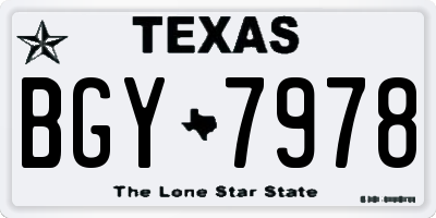 TX license plate BGY7978