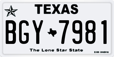 TX license plate BGY7981