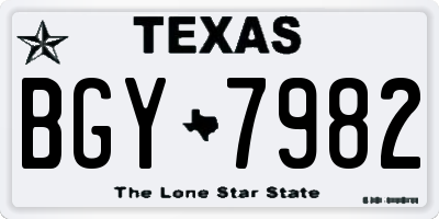 TX license plate BGY7982