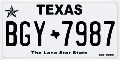 TX license plate BGY7987