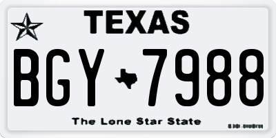 TX license plate BGY7988