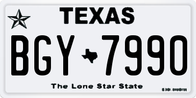 TX license plate BGY7990
