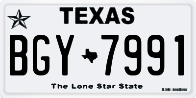 TX license plate BGY7991