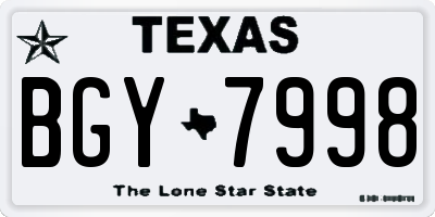TX license plate BGY7998