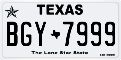 TX license plate BGY7999