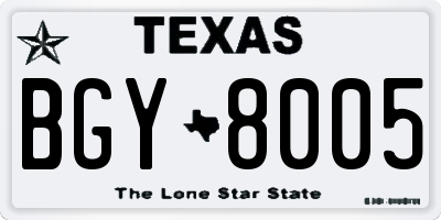 TX license plate BGY8005