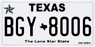 TX license plate BGY8006