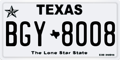 TX license plate BGY8008