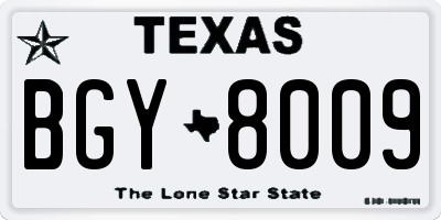 TX license plate BGY8009