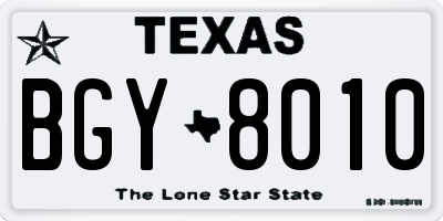 TX license plate BGY8010