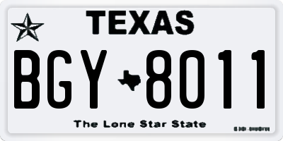 TX license plate BGY8011
