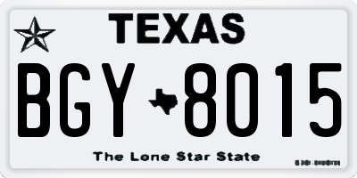 TX license plate BGY8015