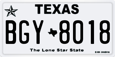 TX license plate BGY8018