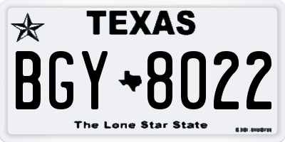 TX license plate BGY8022