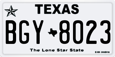 TX license plate BGY8023