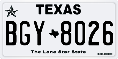 TX license plate BGY8026