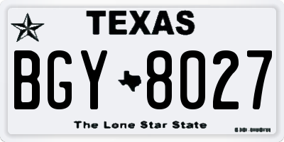 TX license plate BGY8027