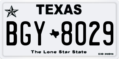 TX license plate BGY8029