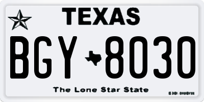 TX license plate BGY8030