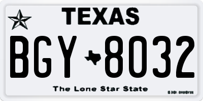 TX license plate BGY8032