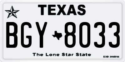 TX license plate BGY8033