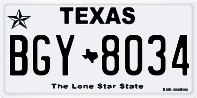 TX license plate BGY8034