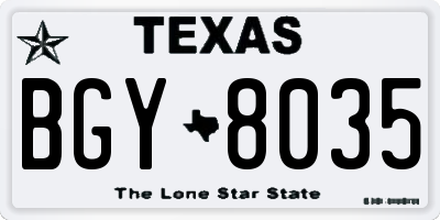 TX license plate BGY8035