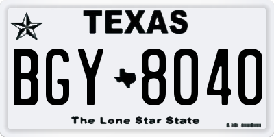 TX license plate BGY8040