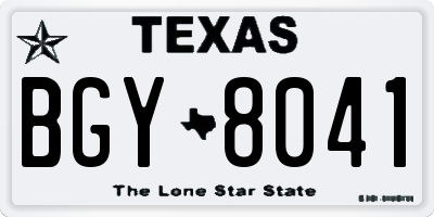 TX license plate BGY8041