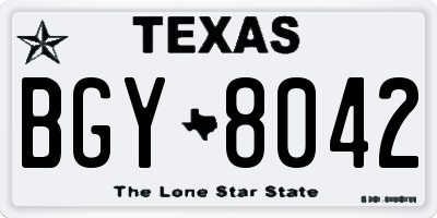 TX license plate BGY8042