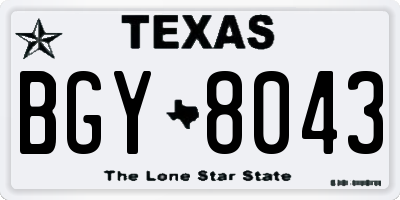 TX license plate BGY8043