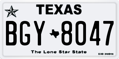TX license plate BGY8047
