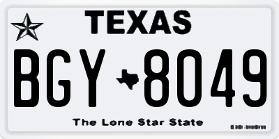 TX license plate BGY8049