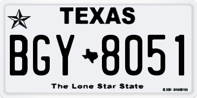 TX license plate BGY8051