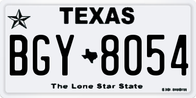 TX license plate BGY8054