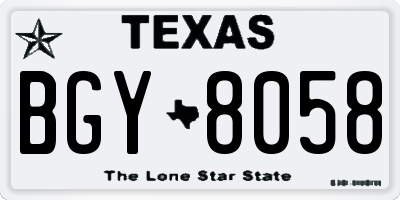 TX license plate BGY8058