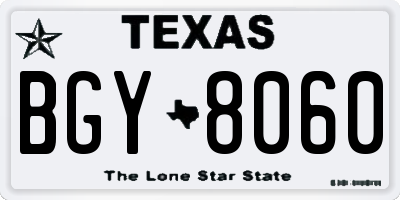 TX license plate BGY8060