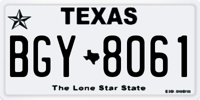 TX license plate BGY8061