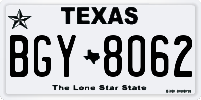 TX license plate BGY8062