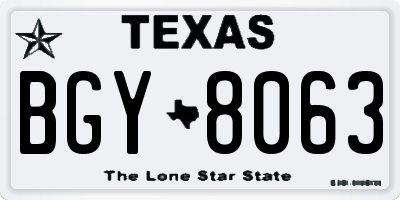 TX license plate BGY8063