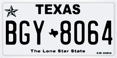 TX license plate BGY8064