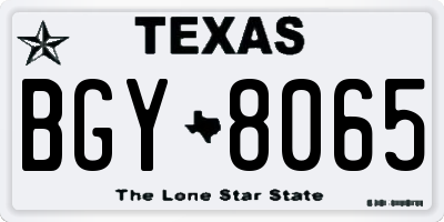 TX license plate BGY8065