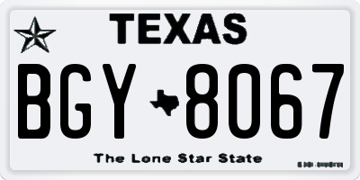 TX license plate BGY8067